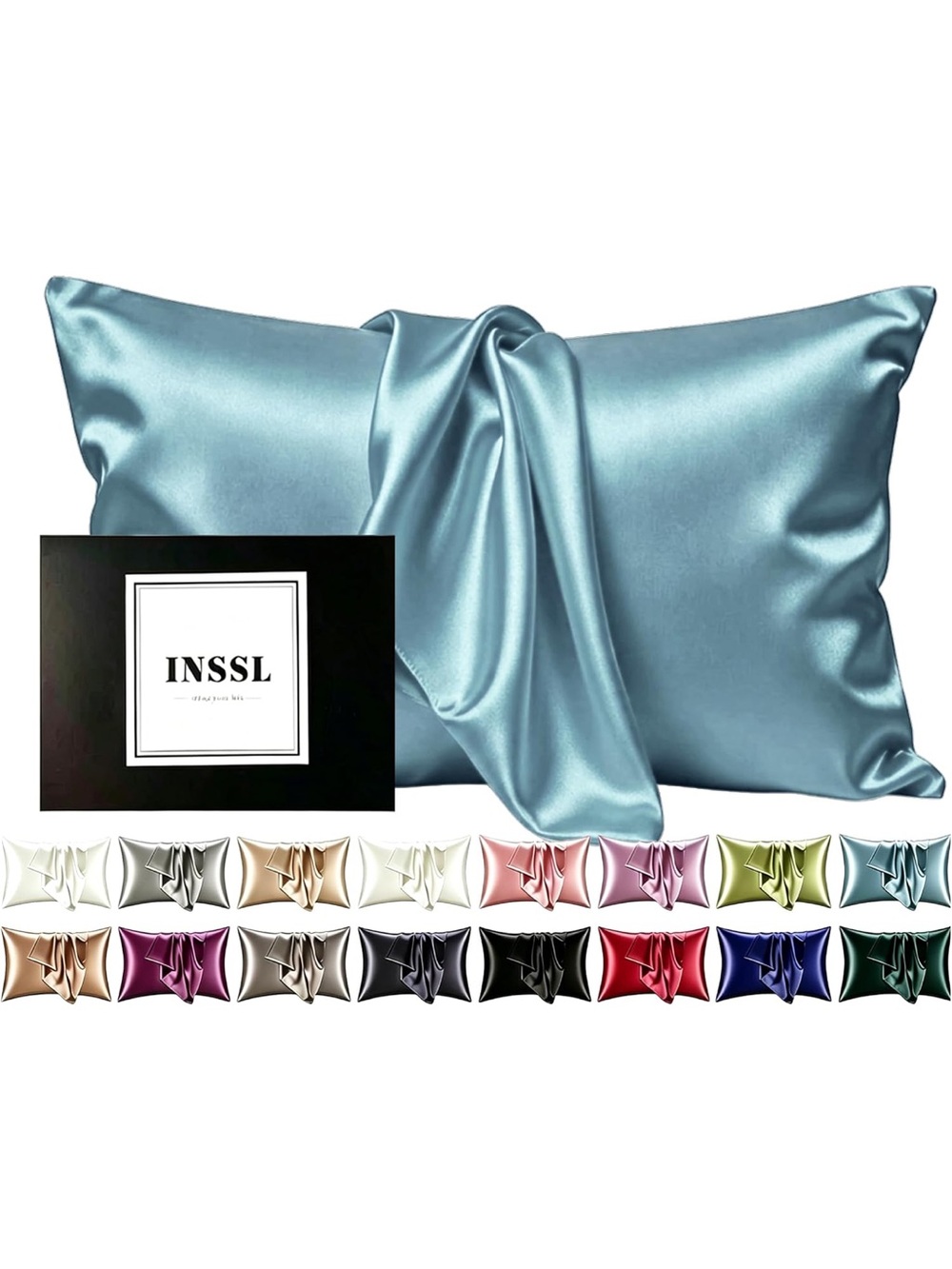 Grey/Blue Satin Pillowcase - Smooth Sleep Pillow Cover